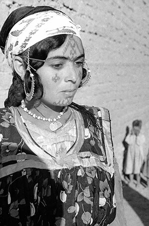 Berber woman with face tattoos from the Aurès, Algeria
