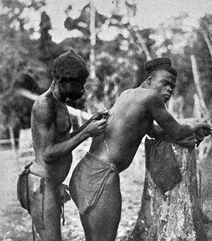 Scarification of a Fang man in Gabon
