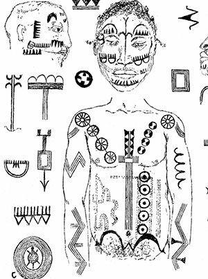 Fang tattoo and scarification designs, Gabon