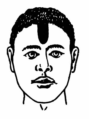 Kru man with distinctive tattoo mark on his forehead, Sierra Leone