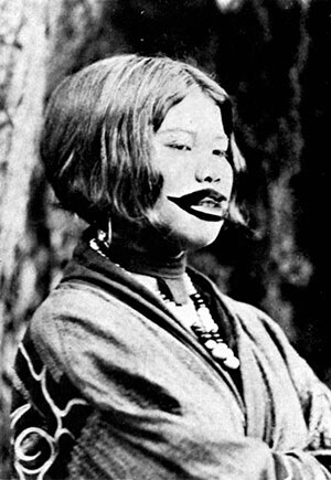 Ainu woman with a mouth tattoo