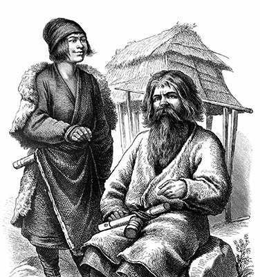 An Ainu man and woman