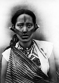 Girl from Formosa (Taiwan) with traditional face tattoo