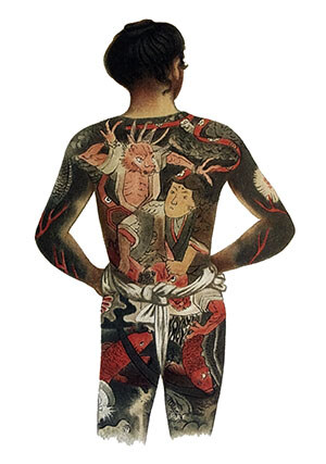 Japanese man with full body tattoo