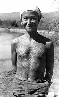 A fully tattooed Lao man from Thailand