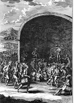 Religious ceremony by Indians of Hispaniola