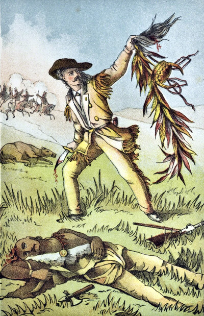 Buffalo Bill neemt de scalp van de Cheyenne-krijger Yellow Hair, niet Yellow Hand