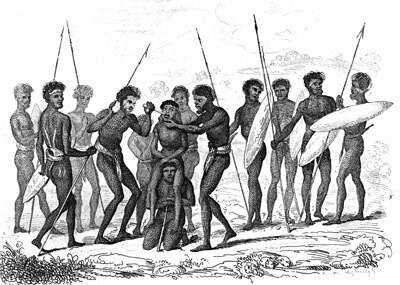 Ceremony of removing the teeth, New Holland (Australia)