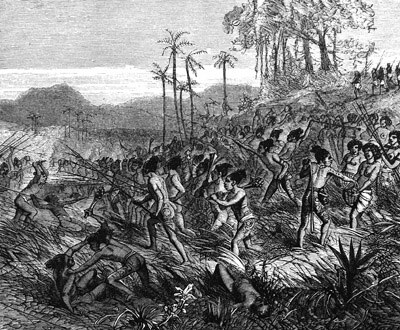 A battle on Mangaia, Cook Islands