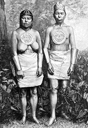 Muisca Indians of Colombia wearing ancient jewellery