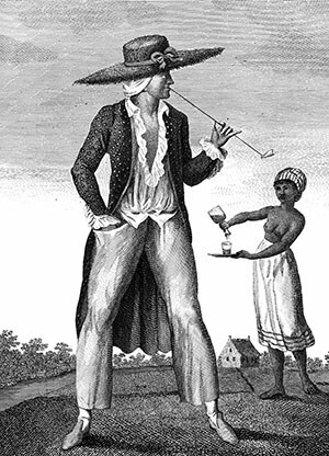Proprietario di piantagione nel rituale del mattino, Suriname
